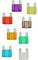 Eight coloured fuses of various sizes and colours, from top to bottom: purple, yellow, red, brown, orange, green, blue, clear.