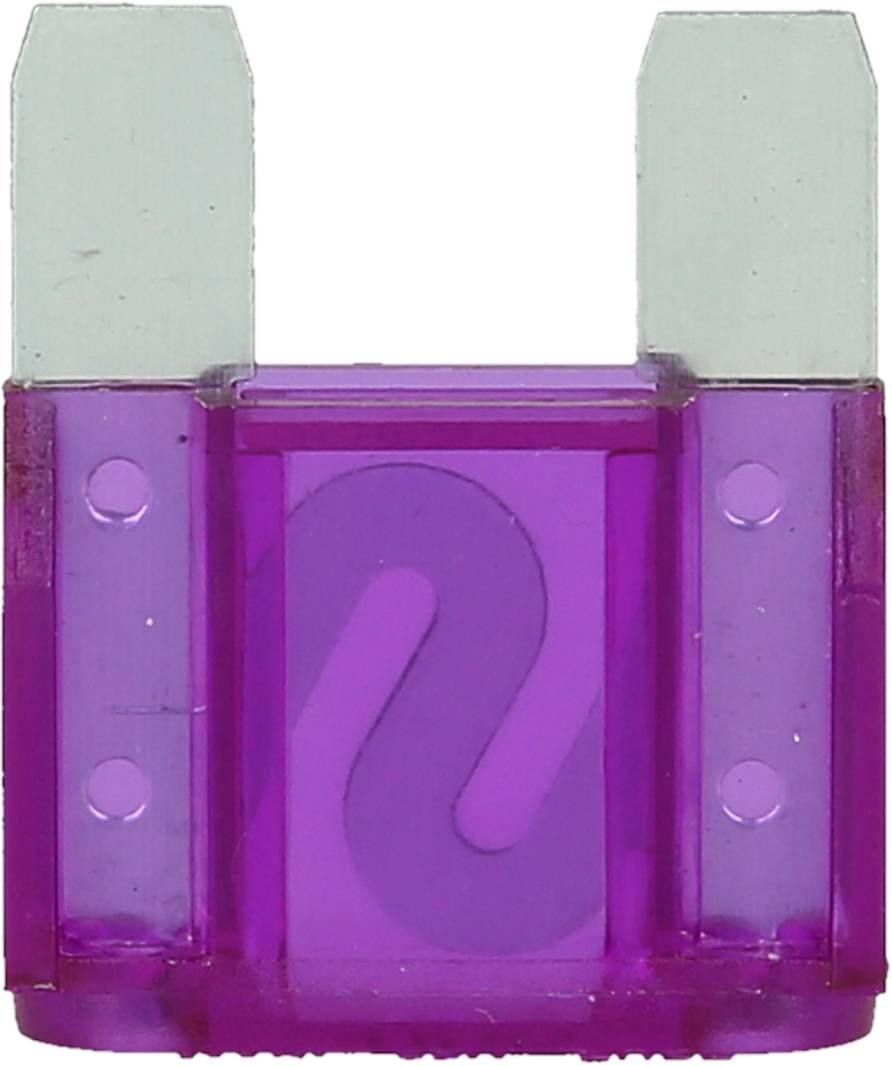 Lila electrical fuse with a transparent casing, typical of electrical systems.