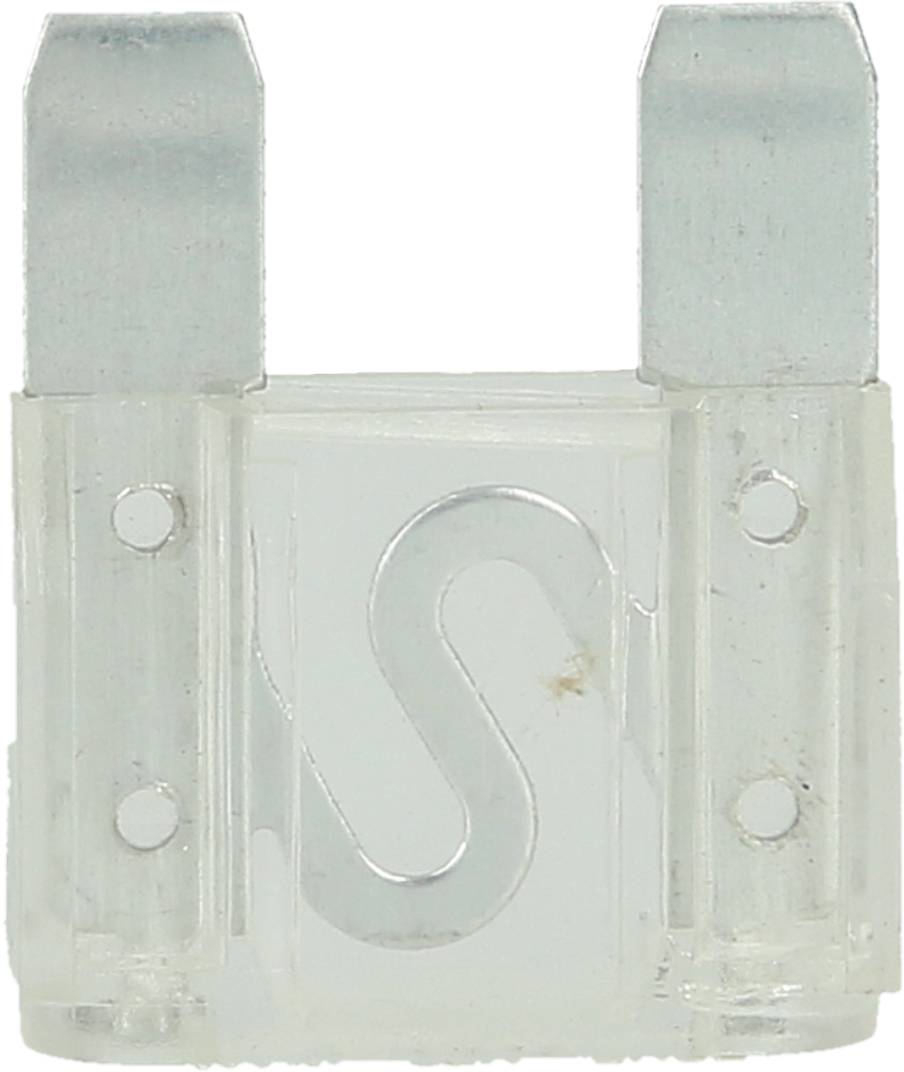 A transparent vehicle flat plug security seal with a visible S-shaped securing wire structure in the centre.