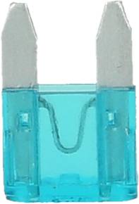 Blue automotive flat fuse, typically used in vehicles to interrupt the electrical supply during overload conditions.