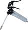 Lever-type grease gun with long lever, silver cylinder, and narrow outlet. Suitable for precise lubrication of machinery and vehicles.