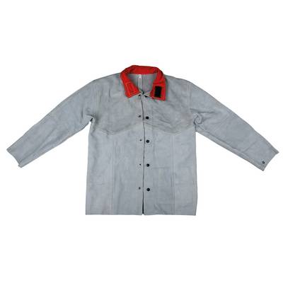 Grey-red jacket with buttons, collar in contrasting colour.
