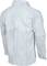 White leather jacket from the back, long cut with a collar. The jacket looks robust and is suitable for cool weather.