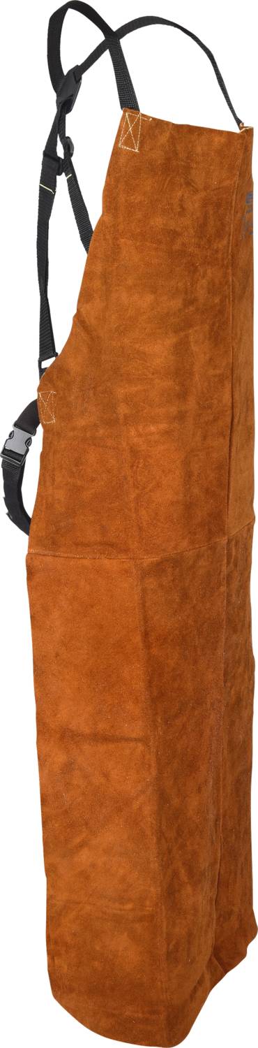 Brown, elongated leather apron with black straps, subtly indicated on the sides. Suitable for craft or artistic work.
