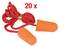 Two orange earplugs on a red cord, 20 pieces. For use in protecting against noise.