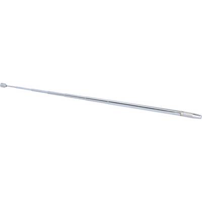 Telescopic metal rod with multiple extendable segments, commonly used for aerials or selfie sticks.