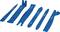 Six blue plastic tools in various shapes, for removing trim and interior panels in a car.