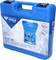'Blue suitcase with Brilliant Tools logo, Model BT521100. Includes cooling system filling and bleeding device. Comes with 10-year warranty.'
