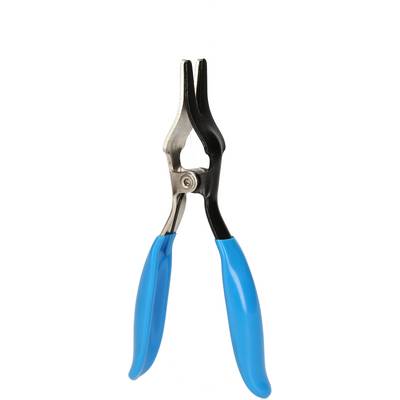 A pair of pliers with blue handles, suitable for gripping and holding objects.