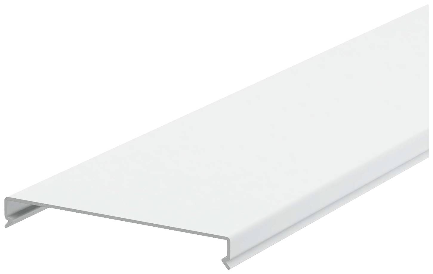Metal angle in a light colour, photographed from the side. Suitable for use in construction or engineering applications.