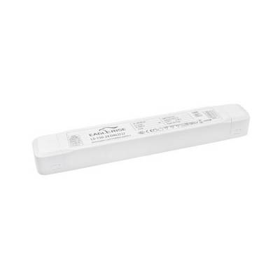 A rectangular, white LED emergency light by Flashner. It displays technical specifications and safety certificates on the front side.
