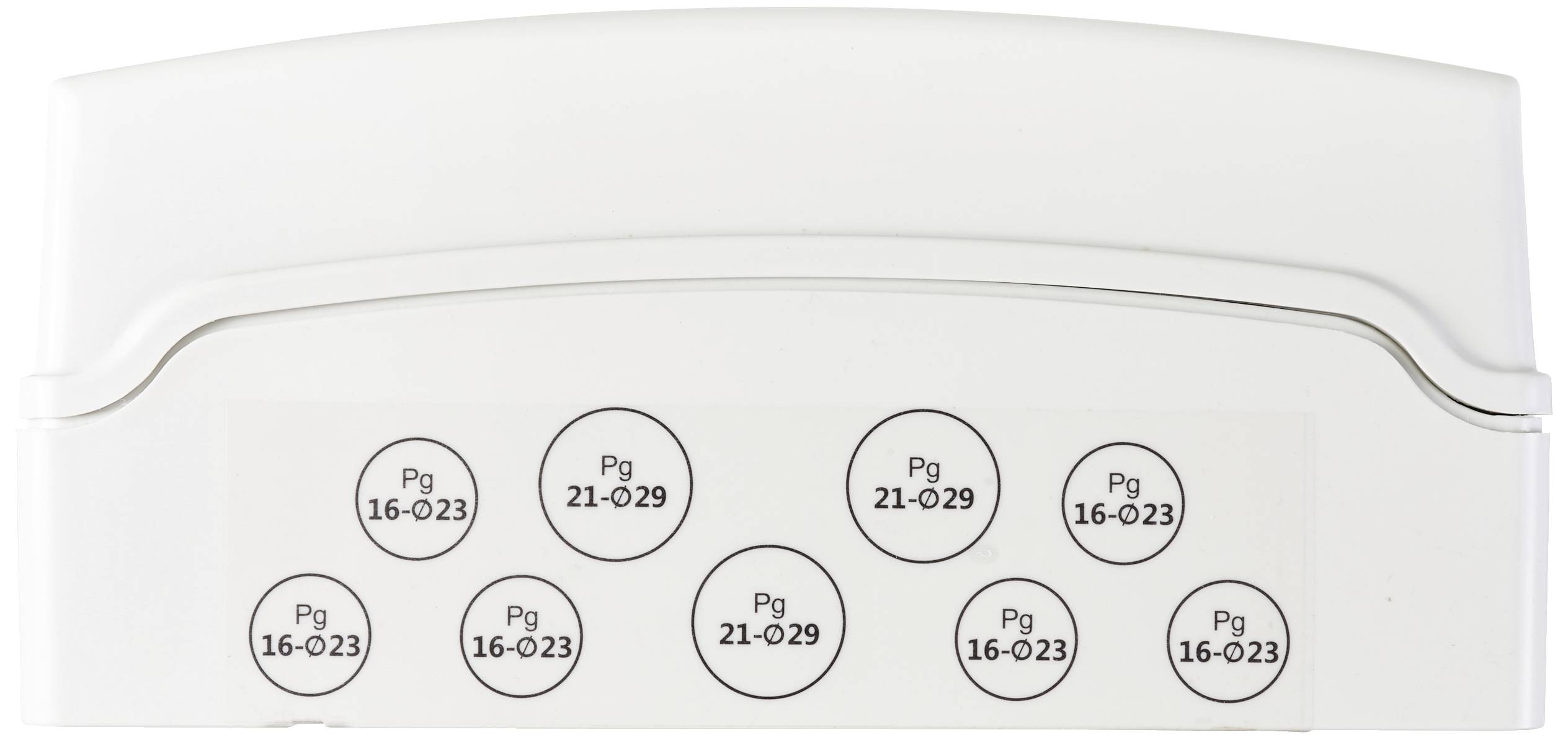 A white surface with eight round labels, labelled as 'Pg 16-023', 'Pg 21-029' and 'Pg 21-023', arranged in two rows.