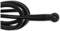 A black electronic cable with a round plug at the end, shown in a close-up view.