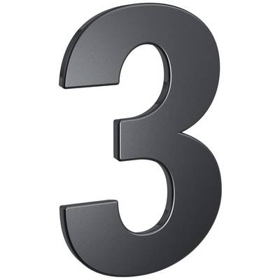 Black, metallic number '3' on a white background.