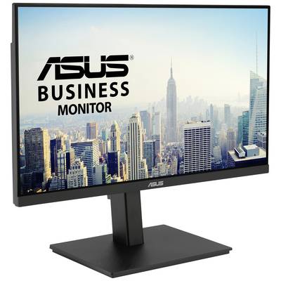 An ASUS business monitor displays a city view with skyscrapers. Ideal for business applications and productive work.