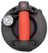 A round, black suction cup with a red handle and pressure gauge. At the top, there is a red on/off switch.