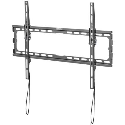 Wall mount for television, made of metal, with vertical rails and cords for adjustment. Suitable for flat screens.