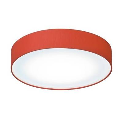 Round, red ceiling light with a white, luminous inner area.