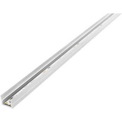A white LED profile with a V-shaped structure for mounting LED strips on walls or in corners.