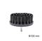 Round black brush with metal attachment for drills, diameter 100 mm. Ideal for surface cleaning.