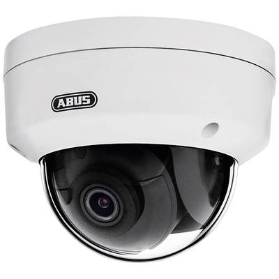 ABUS dome-style surveillance camera for indoor monitoring. It features a white housing and a transparent dome.
