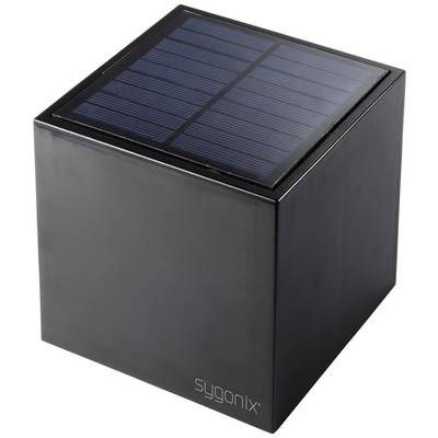A black cube with a solar panel top. On the front is the word 'sygonix'.