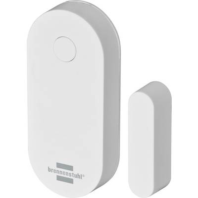 White wireless doorbell set with a large receiver and small button, branded 'brennenstuhl'.
