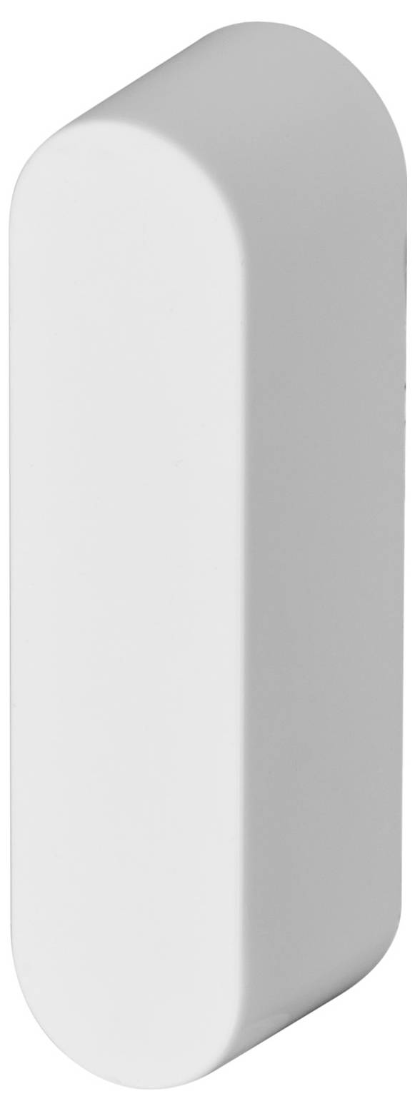 White rounded-rectangle 3D pill-shaped object shown vertically on a plain background.