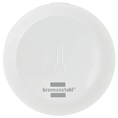 White circular Brennenstuhl device with a thermometer icon on the front, likely a temperature monitor or sensor.