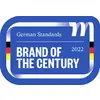 Blue logo with text 'German Standards, Brand of the Century, 2022'. German flag stripes along the sides.