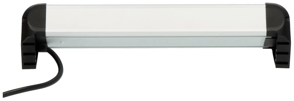 A rectangular LED light with a black cable, suitable for workplace lighting.