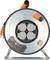 Cable reel with four plug sockets and a 33m long cable. It is silver-coloured with orange details and comes from Germany.