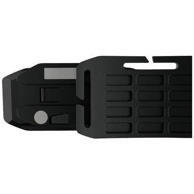 A black, rectangular, rasterised plastic component, likely a technical or mechanical part.