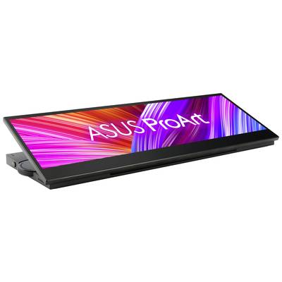 An ASUS ProArt monitor with a colourful, abstract background.