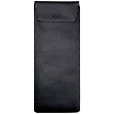 Black leather flip case. Minimalist design, suitable for storing flat items such as documents or tablets.