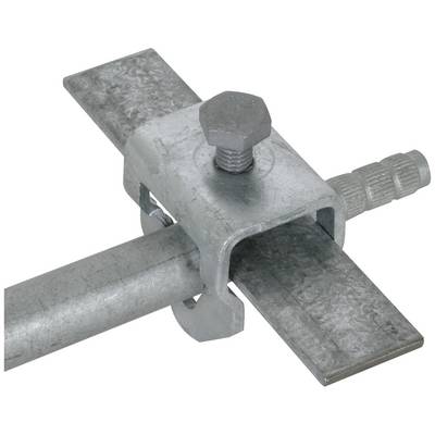 Metal bearing for pipe and profile connections with screw for fixation.