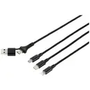 USB charging cable USB 2.0 USB-A plug, USB-C® plug, USB Micro-B plug, Apple Lightning plug, USB-C® plug 2.00 m Black Alu