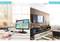 Radio transmission system: In the home office, a signal is sent from a remote control to a monitor; in the living room, a TV with a receiver.