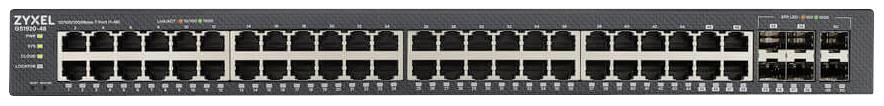 Network switch with 48 Ethernet ports and four SFP ports, suitable for managing large enterprise networks.