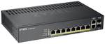 ZyXEL GS1920-8HPv2 10 port Smart managed gigabit switch 8x PoE+ RJ45, 2x combo, 130 watt PoE+, hybrid mode (web managed and cloud managed can be used) fanless