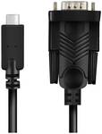 USB 2.0 Type C cable, USB-C/M to DB9/M, serial, black, 1.2 m