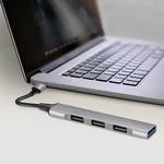 USB 3.0, 4-port slim hub with aluminum housing