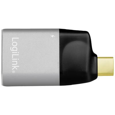 A silver and black LogiLink USB-C adapter with a logo on the right end.