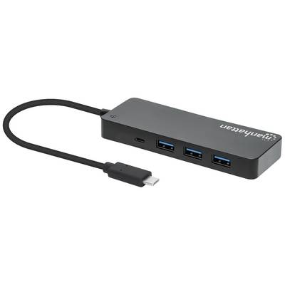 USB-C Hub with a single cable; three USB 3.0 ports and one USB-C port, primarily for expansion and connection.