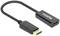 A black cable with a DisplayPort plug on one side and an HDMI connection on the other.