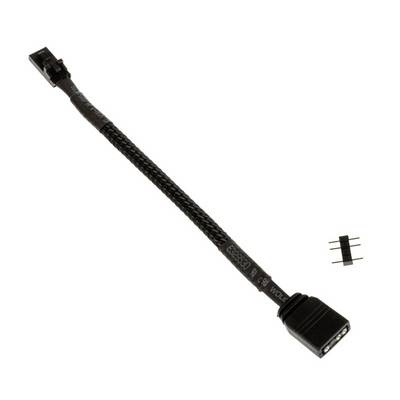 A black extension cable with a 3-pin plug and an additional small plug beside it.