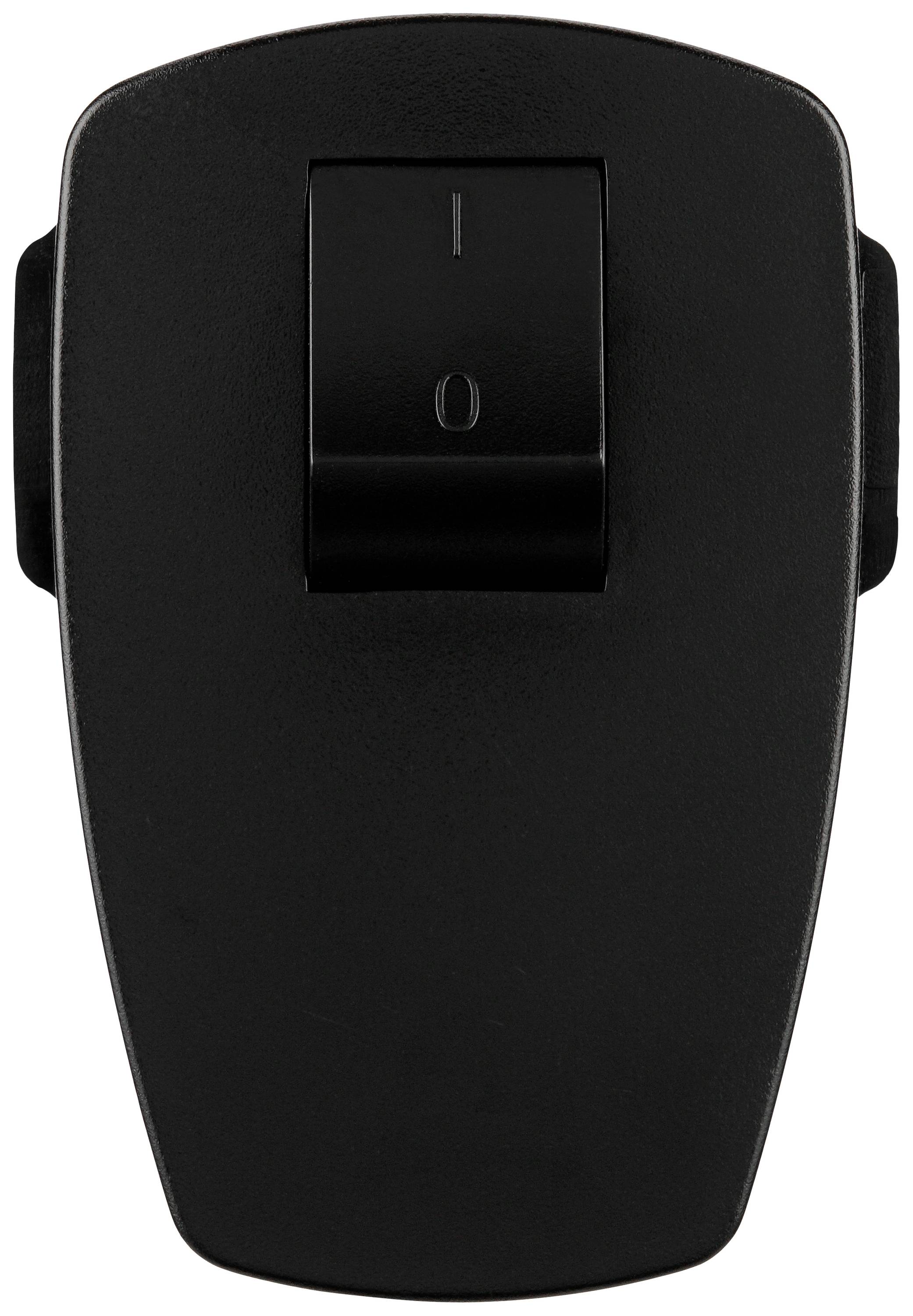 A black electrical switch with 'I' and 'O' symbols, is set to 'O' (off).