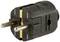 A black Euro plug with two metal pins and gold-coloured contacts, suitable for 16A/250V.