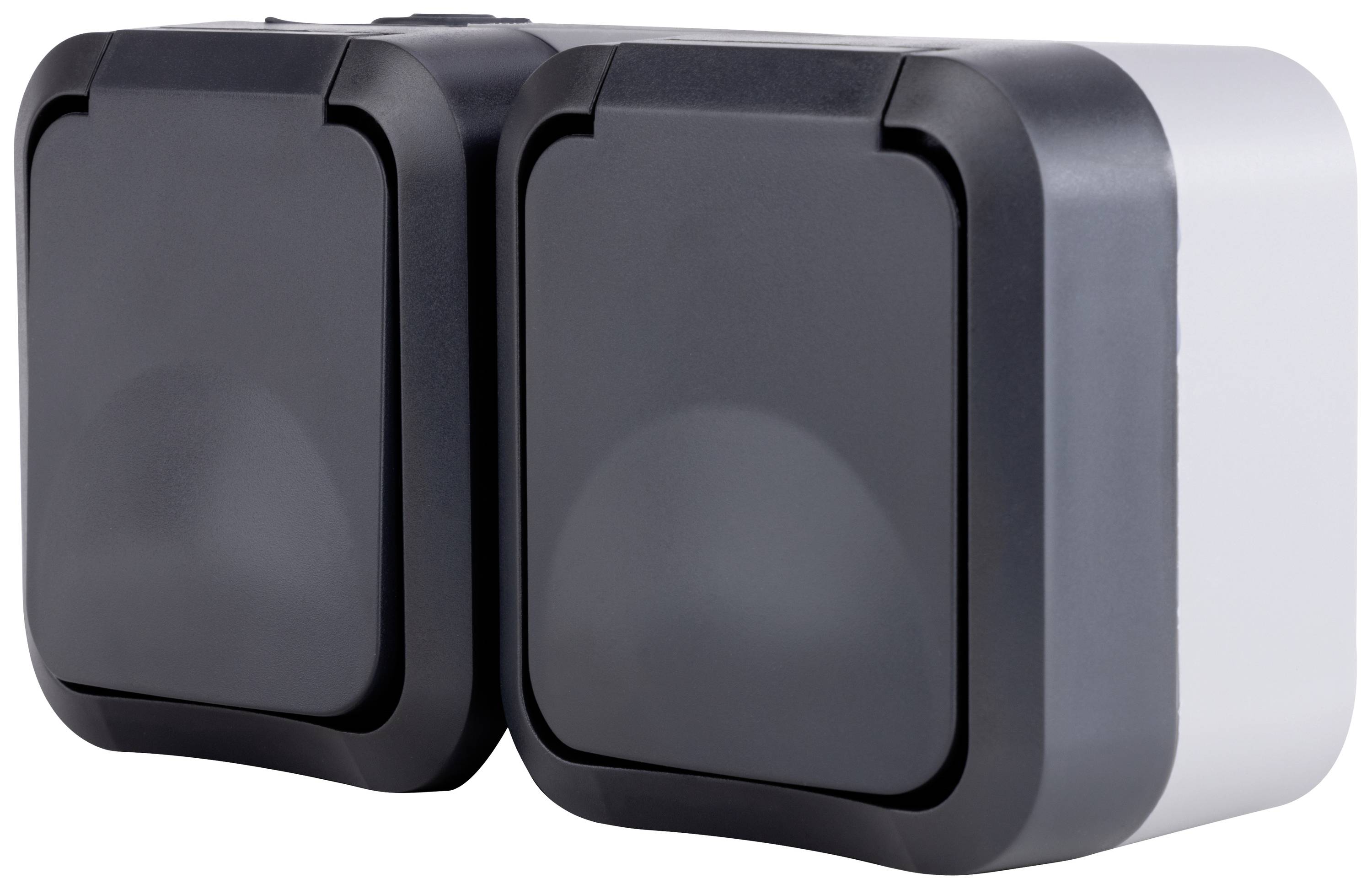 Image of REV Complete Two gang socket AquaStorm Light grey, Black 0004090400 1 pc(s)
