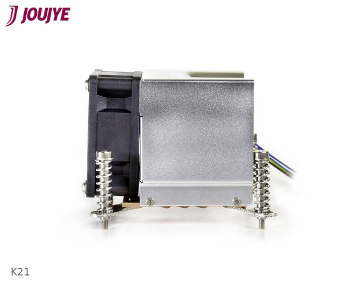 A silver electronic component with a fan and cables, mounted on springs. The logo 'JOUJYE' is located in the top left corner.